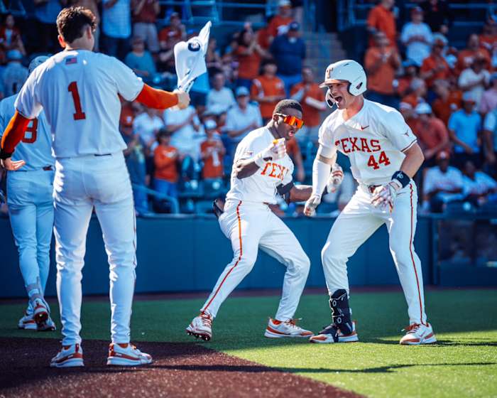 Texas baseball players celebrate